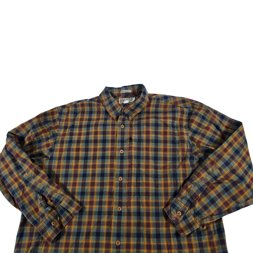 Duluth Trading Co Mens Plaid Long Sleeve Button Down Shirt Relaxed Fit XL